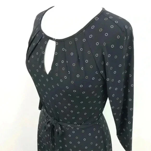 Ann Taylor black with  white and tan circle print dress sz 4 - Picture 5 of 9